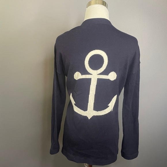 ⛵️ Talbots long sleeve blue anchor cardigan size Small petite with pockets - Picture 2 of 6